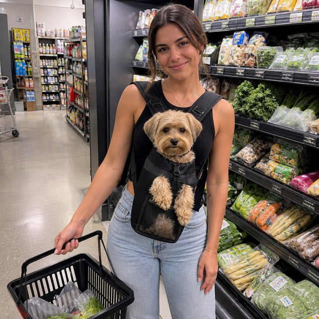Emily shopping with her dog in PupPerch
